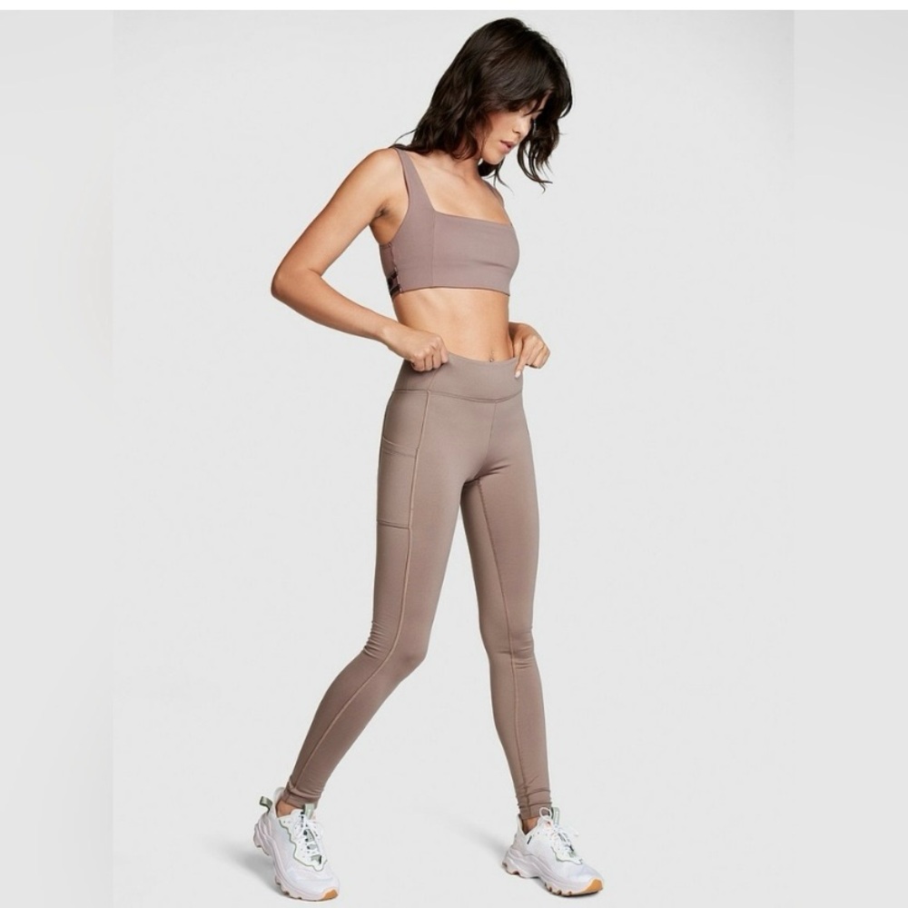 PINK ACTIVE Victoria's Secret High Waist Leggings - Iced Coffee Medium NWT